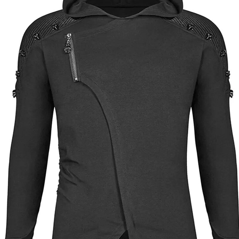 Miniatura: 2023 Gothic Men's Hoodies Black Jacket Hip-hop Windbreaker Male Long Sleeve Clo