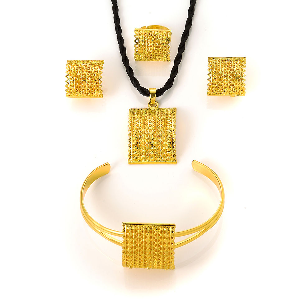 Miniatura: 24K Gold Color Traditional Dubai Jewelry African Bride Habisha Lucky Patry Set