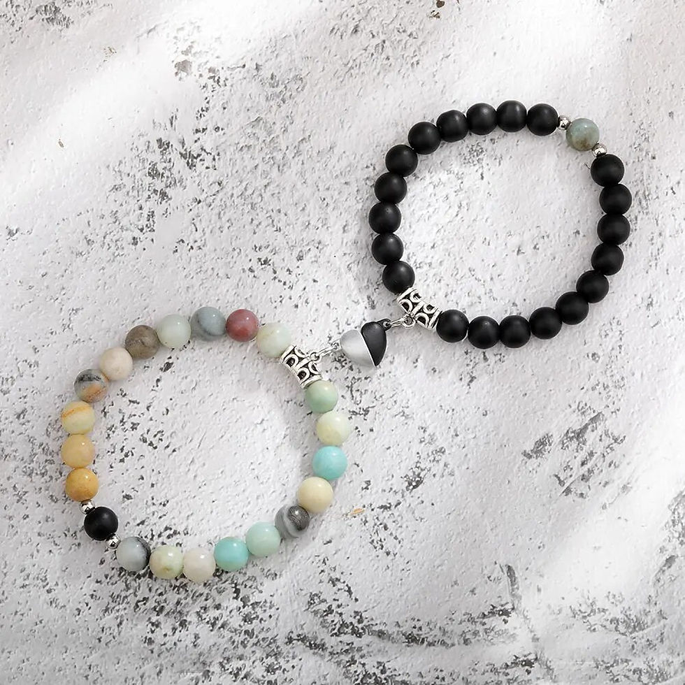 Thumbnail: Magnet Couple Bracelets for Woman Men Romantic Heart Matching Lovers Natural St