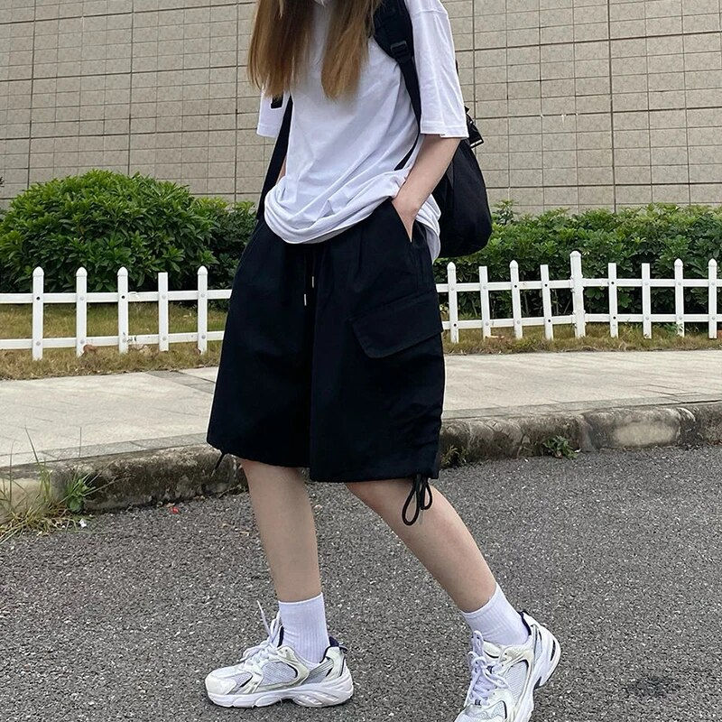 Thumbnail: Rimocy Summer Knee Length Cargo Shorts Women 2024 Bf Harajuku Wide Leg Shorts W