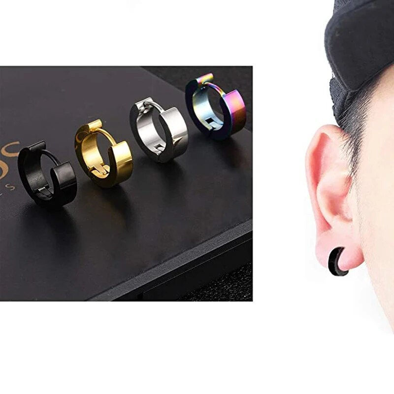 Thumbnail: WKOUD 1/12 Pairs Of Earrings Stainless Steel Cross Earrings Set Men’s Women’s E
