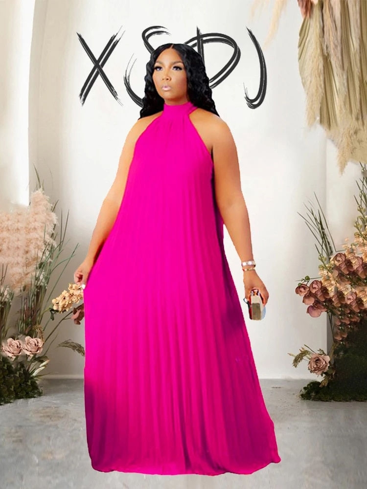 Thumbnail: Chiffon Maxi Dress Women Summer Sleeveless Elegant Dresses Long Halter Neck Dre