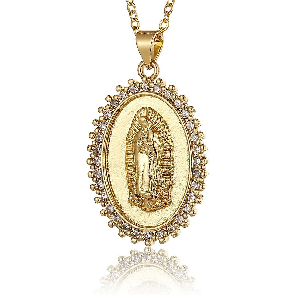 Thumbnail: High Quality Women's Religious Jewelry Copper Micro Inlaid Zircon Virgin Mary P