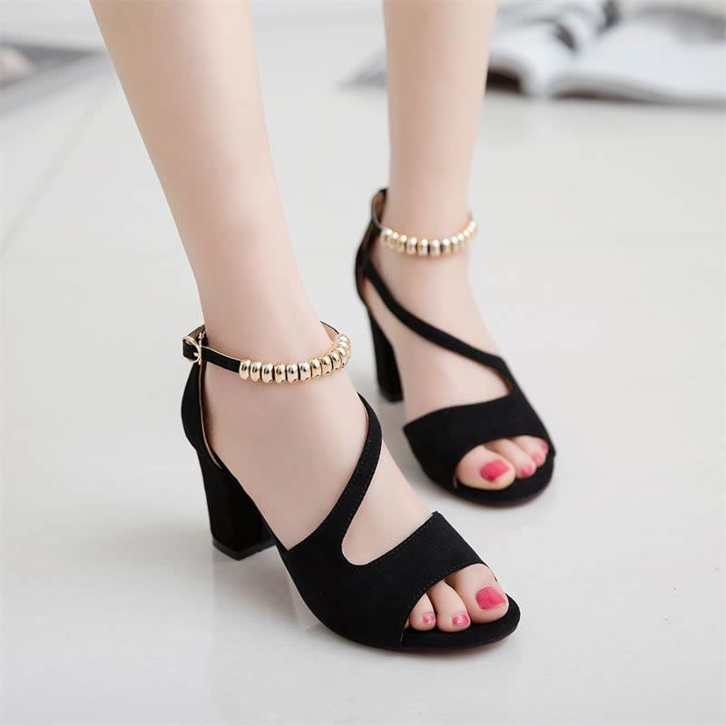 Thumbnail: Summer Fish Mouth Fashion Chunky Sandals Women's Medium with A Line Buckle 100 