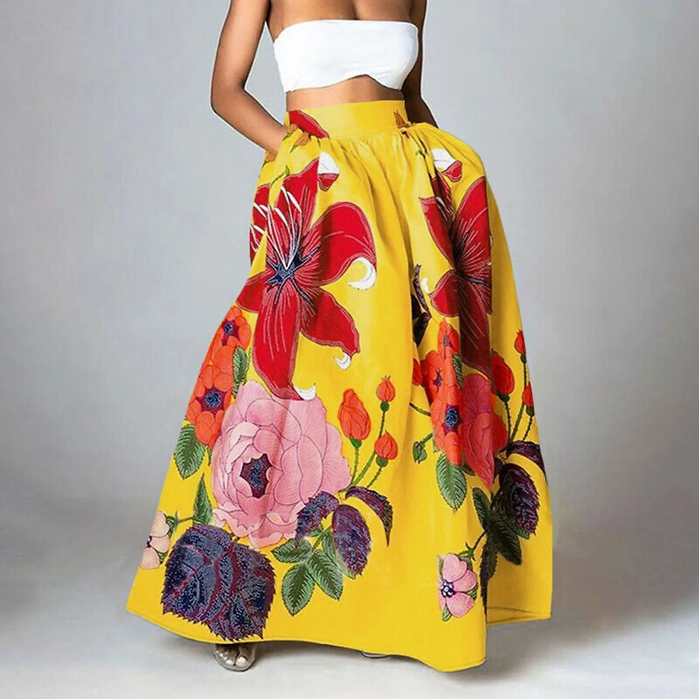 Miniatiūra: Celmia Stylish Big Flower Printed Women Skirts Elegant High Waist A-line Long M