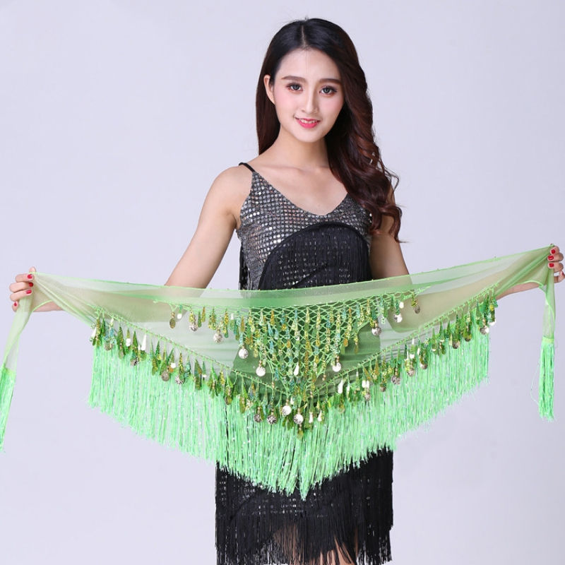 Thumbnail: Waist Chains Sequined For Belly Dance Hip Scarf Tassel Triangular Waist Scarf C
