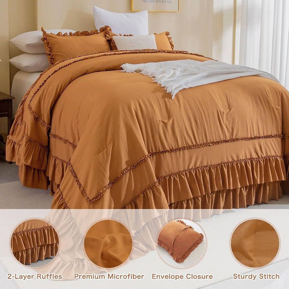 Thumbnail: Farmhouse King Size Comforter Set,Shabby Boho Chic Bedding Ruffled King Bed Com