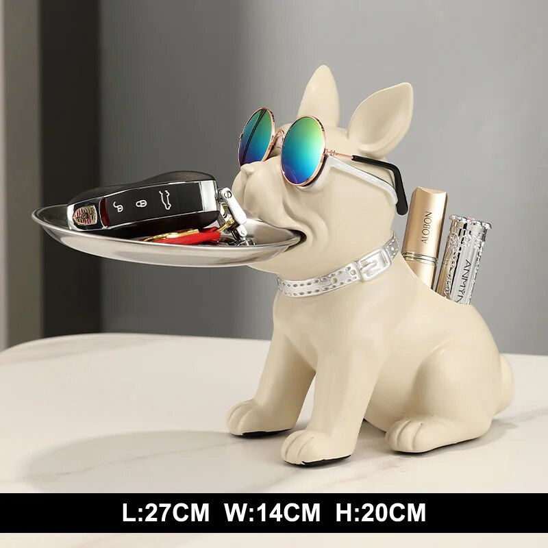 Miniatura: Fancy Bulldog Statue with Tray and Bin Living Room Desk Decoration Nordic Dog S