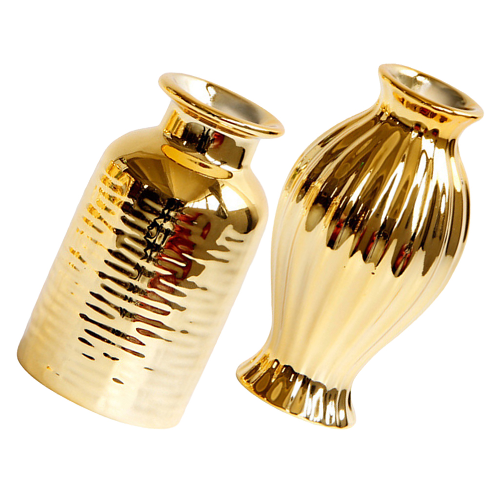 Thumbnail: 2 Pcs Floor Trim Small Golden Vase Window Flower Mini Vases Bulk Big Outdoor Eu