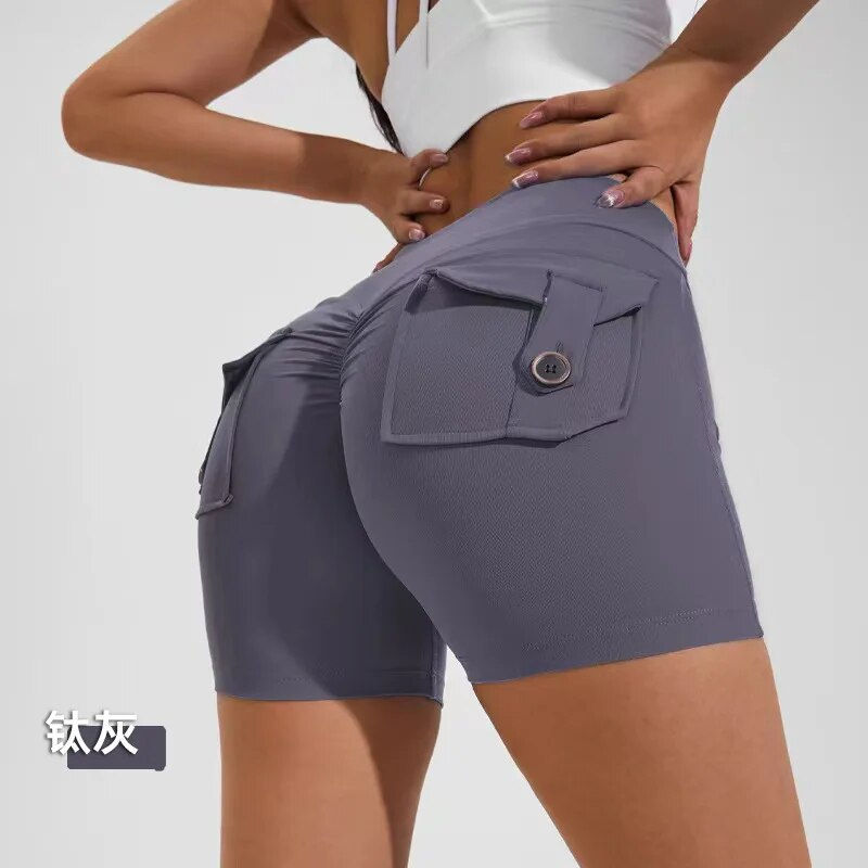 Thumbnail: 2023 New Women's Workwear Sports Fitness Shorts Comfortable High Waist Stretch 
