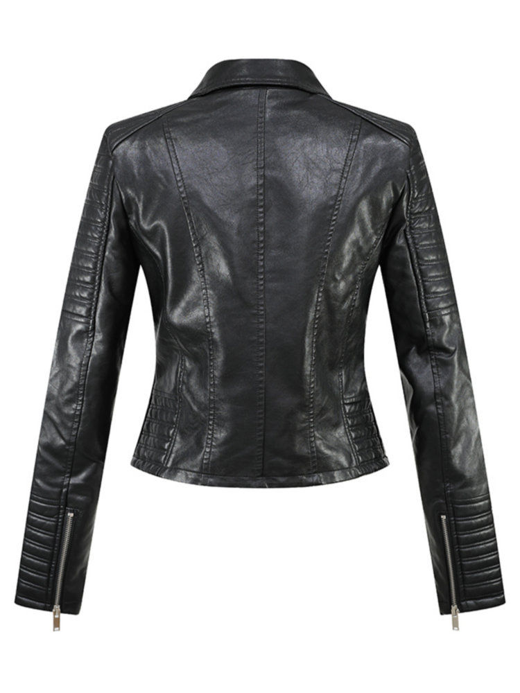 Thumbnail: 2024 New Fashion Women Autumn Winter Motorcycle Faux Leather Jackets Lady Long