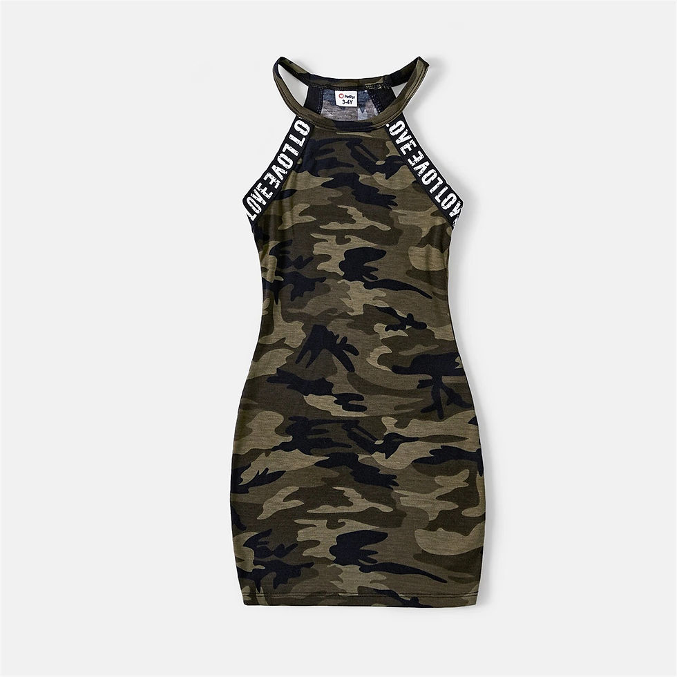 Thumbnail: PatPat Family Matching Outfits Letter Design Halter Neck Sleeveless Bodycon Dre