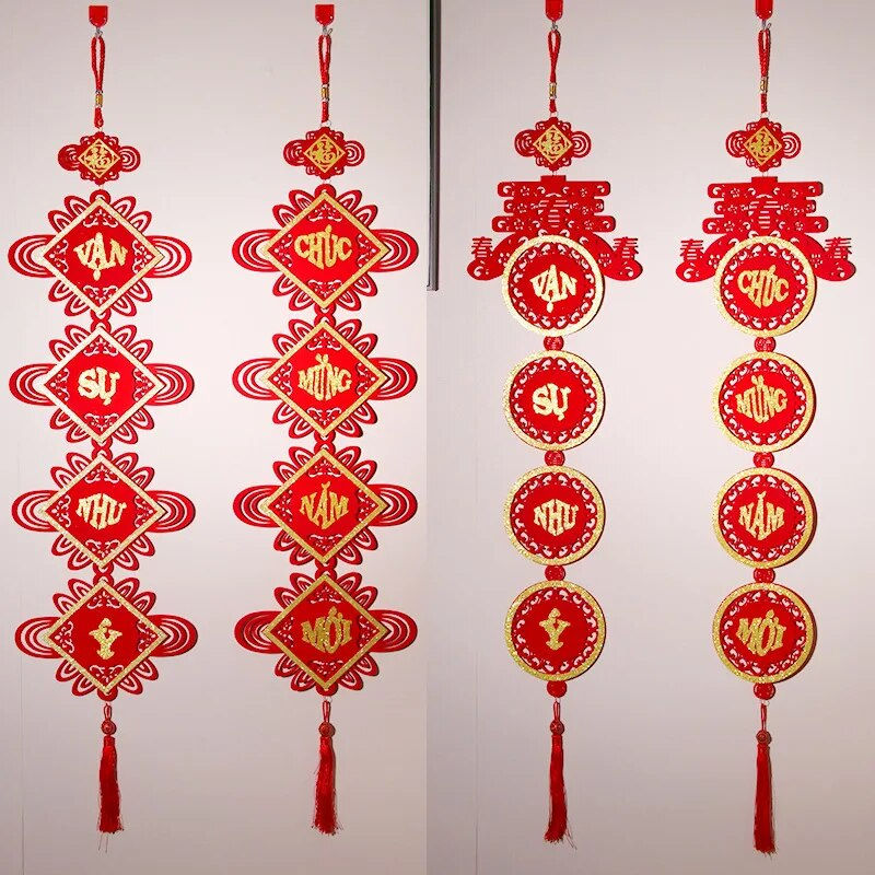 الصورة المصغرة: Vietnam Lunar New Year Decor Couplets Hanging Decorations For Home Vietnamese N