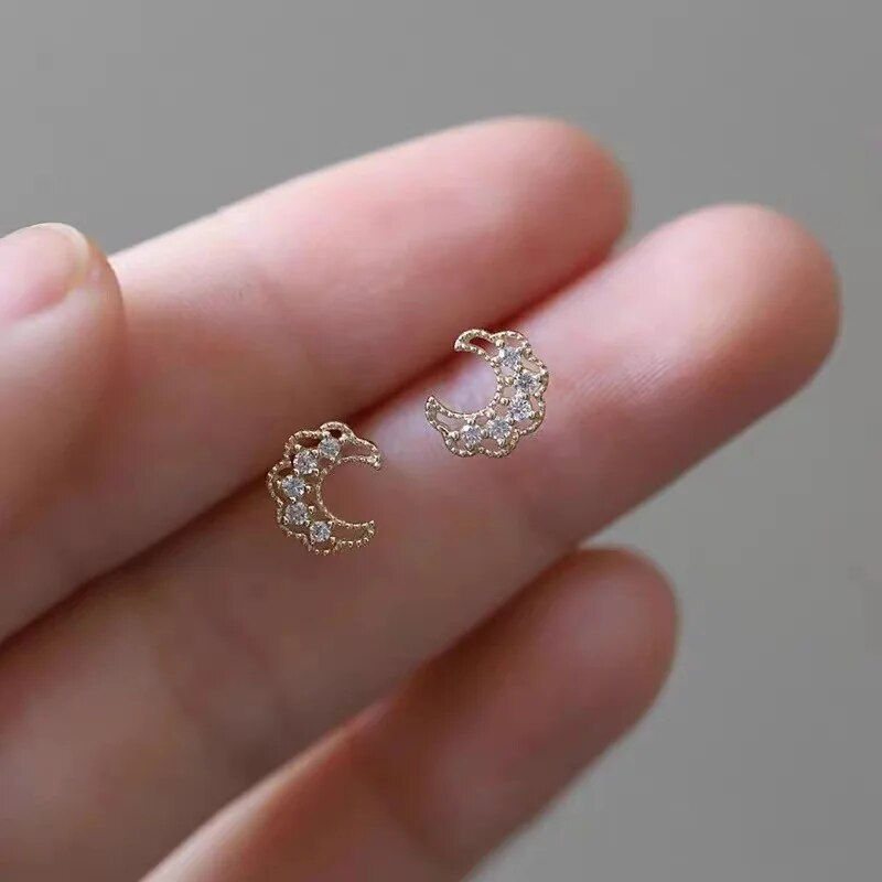 Miniaturbild: 925 Silver Needle Zircon Earrings Hypoallergenic Fashion Ear Studs Female Penda