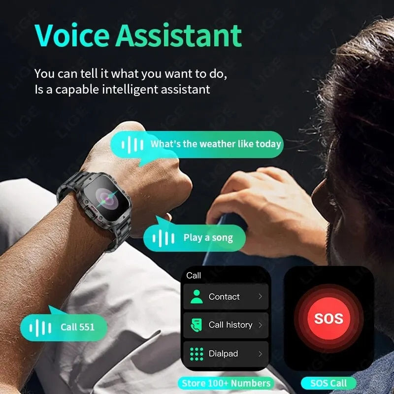 תמונה ממוזערת: LIGE New Smart Watch 1.96 Inch Screen 420 MAh Bluetooth Call Voice Assistant Wa