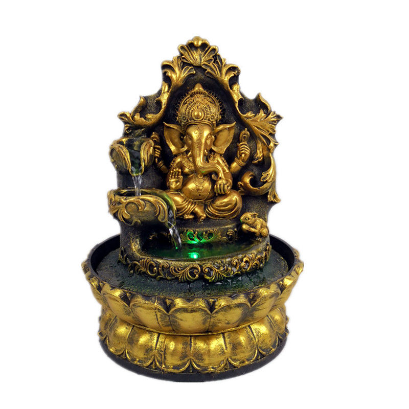 Miniatura: HandMade Hindu Ganesha Statue Indoor Water Fountain Led Waterscape Home Decorat