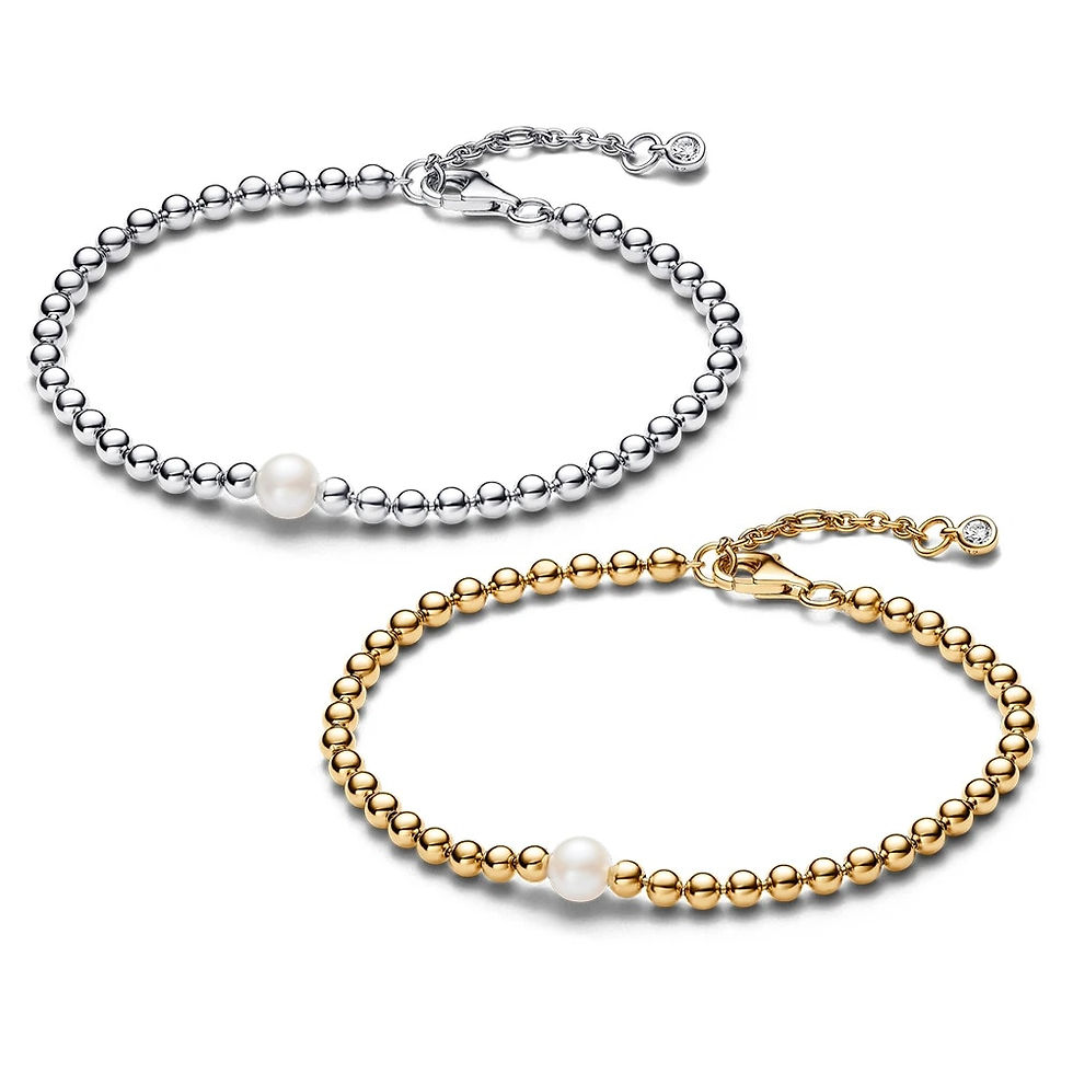 Thumbnail: Plata De Ley Silver Plated Pearl & Beads Collier Necklace Bracelet For Women Me