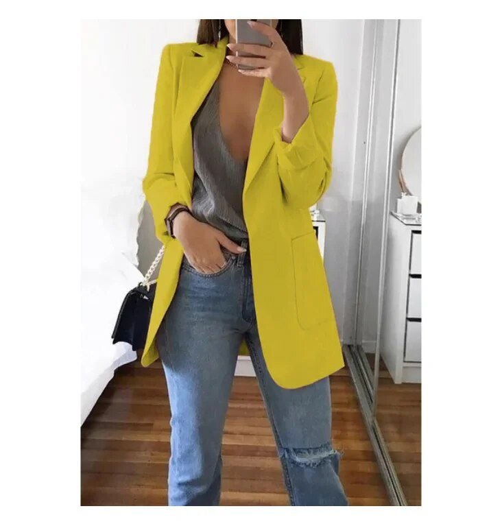 Thumbnail: Plus Size Blazer Women Clothing Casual Cardigan Autumn Winter Overcoat Solid La