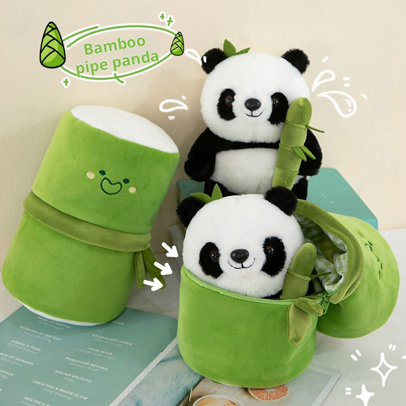 Miniatura: 1 Set 25CM Cute Bamboo Tube Panda Plush Kawaii Tearful Panda Stuffed Animal Plu