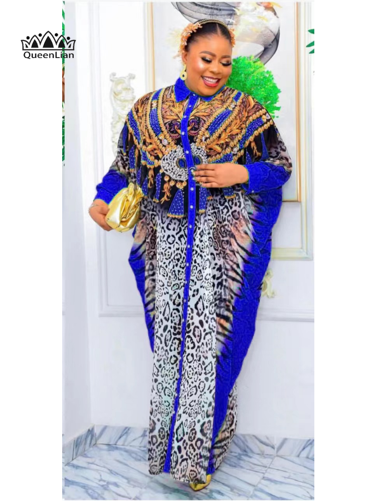 Thumbnail: Bouboubou Africain Femme Printed Chiffon Oversized Robe   Dashiki African Dress