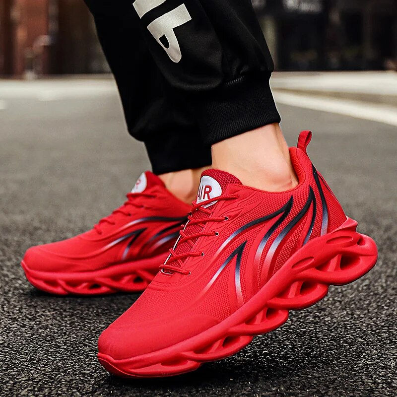 Thumbnail: Men's Flame Printed Sneakers Flying Weave Sports Shoes Comfortable Running Shoe