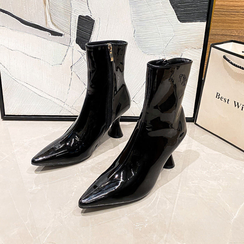 Thumbnail: Women Boots Pointed Toe Ankle Boots Side Zipper Shoes