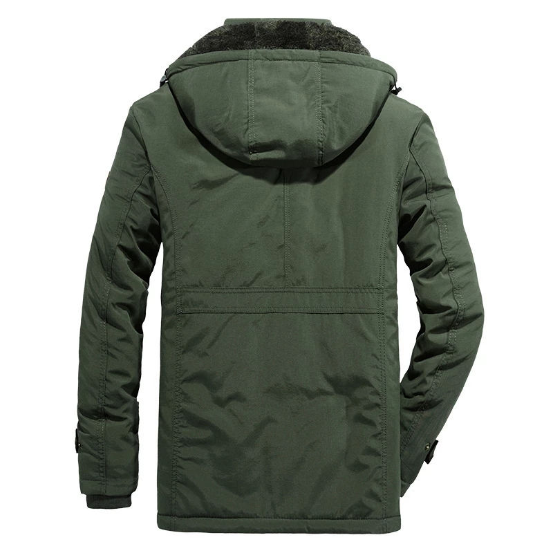 Miniatyrbild: Big Size Multi-pocket Men's Winter Jacket Fleece Linning Outdoor Parka Coat Hoo