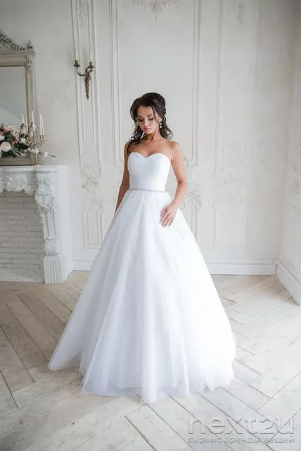 Thumbnail: BABYONLINE White Wedding Dresses 2024 Sweetheart Crystal Beaded Belt Tulle A-li