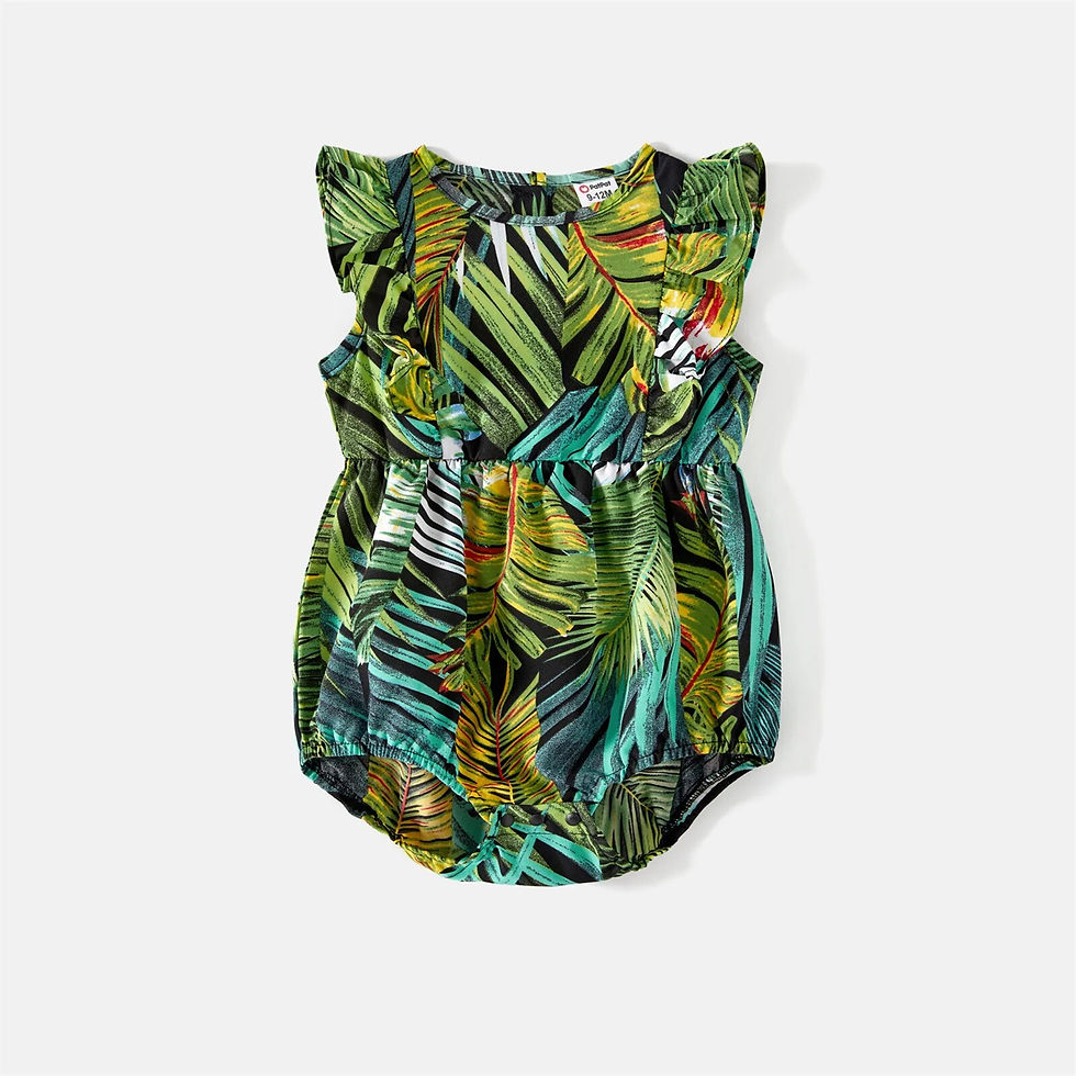 Thumbnail: PatPat Family Matching Outfits 95% Cotton Allover Tropical Plant Print Halter M
