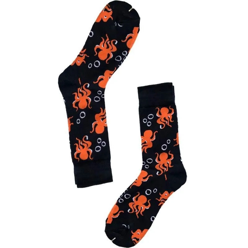 1 Pair Women Socks Cartoon Dog Octopus Flower Plant Kawaii Funny Casual Female
