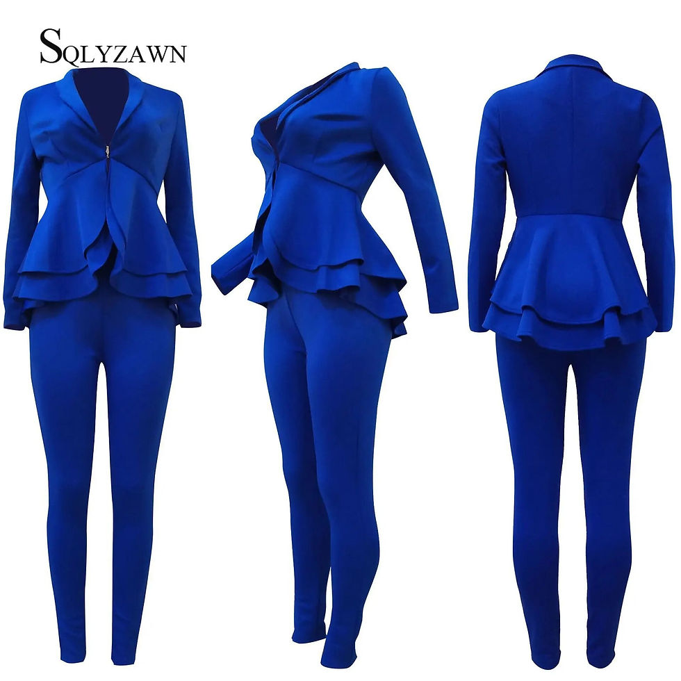 Miniatyrbild: Ruffles Casual Two Piece Set Women Elegant Blazer Coat Pencil Pants Tracksuit S