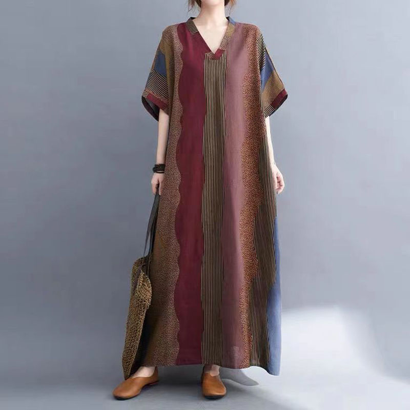 Thumbnail: Turkish Nigeria indian Embroidery Vintage boho dress linen Flax cotton clothing