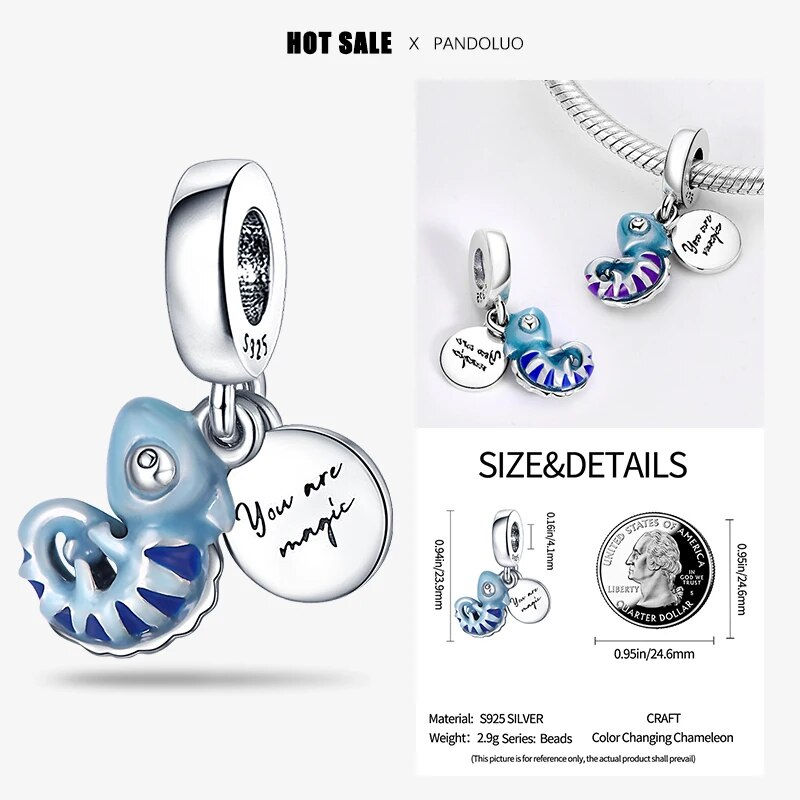 Thumbnail: Fits Pandora 925 Original Charms Bracelet For Women Silver Animal Heart Shape P