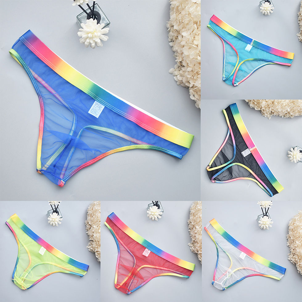 Thumbnail: Mens Sexy Underwear Low Waist Briefs See ​​through Thong Mesh Underpants Bulge