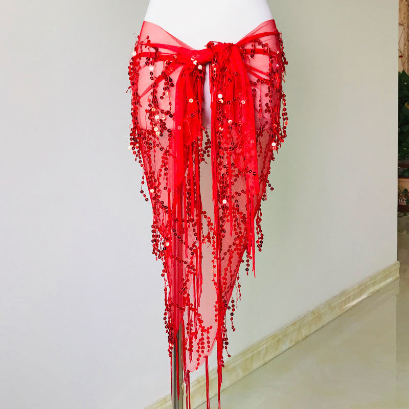 Thumbnail: Colorful Sequins Tassel Belly Dance Belt Show Costumes Belly Dance Hip Scarf Fo