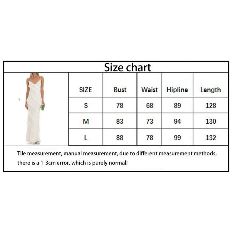 Miniaturebillede: Women's Ruffle Tiered Slip Dress Elegant Summer Fitted Bodycon Long Dress White