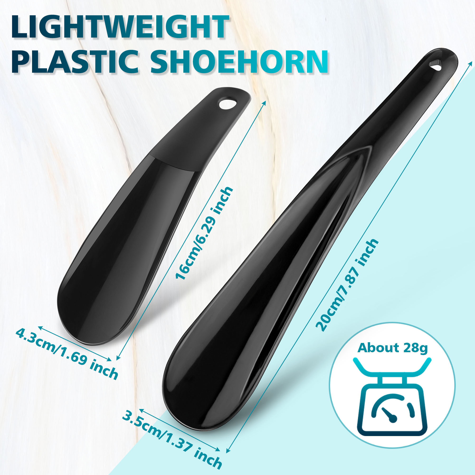 6.29‘’  7.87‘’ Lightweight Plastic Shoehorn with Travel Shoe Horn Helper for Me