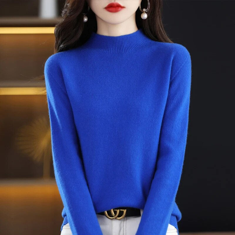 Thumbnail: Spring Autumn Women's Cashmere Pullover Long sleeved 100% Wool Seamless Knitted