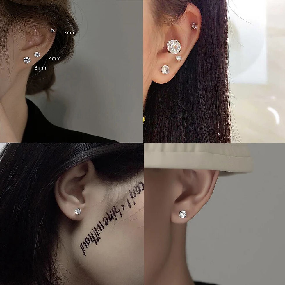 Thumbnail: LUXUSTEEL 1Pairs/2Pcs Stainless Steel Crystal Studs Earrings For Women Men 4 Pr