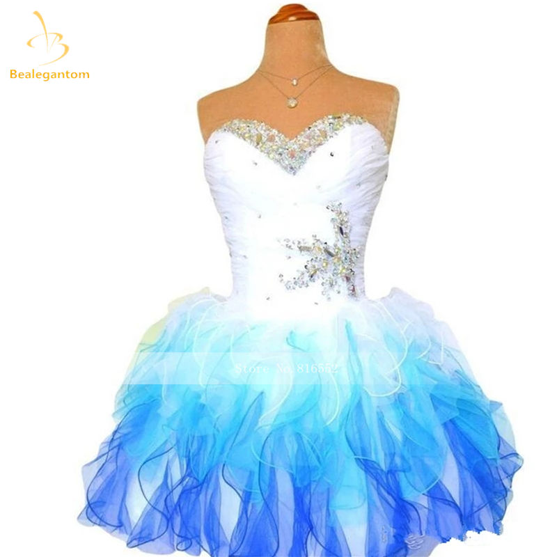 Thumbnail: Bealegantom Colorful In Stock Sweetheart Organza Short Homecoming Dresses 2022 