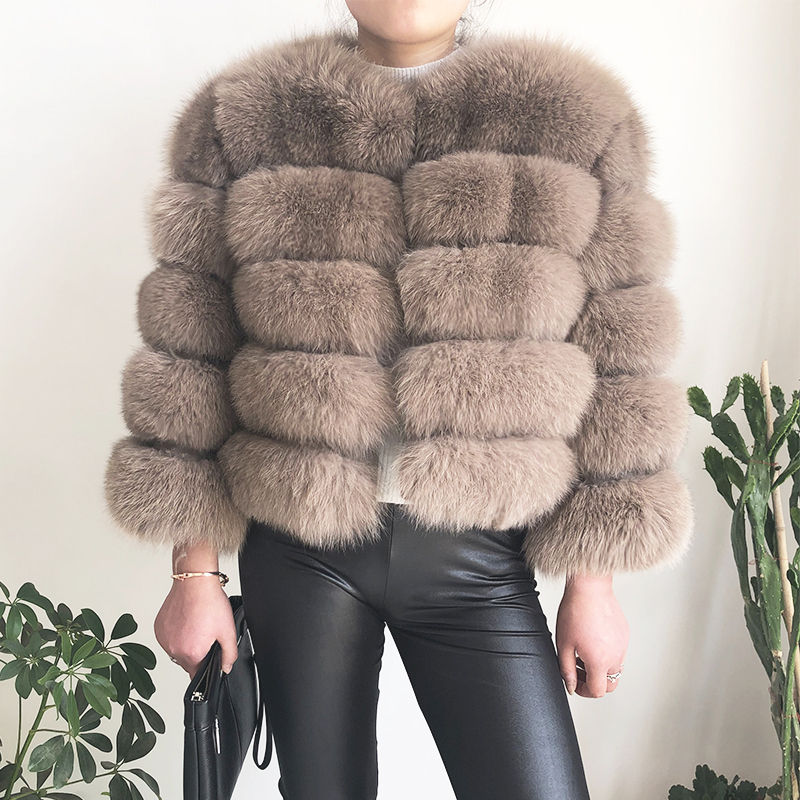 Thumbnail: 2024 new style real fur coat 100% natural fur jacket female winter warm leather