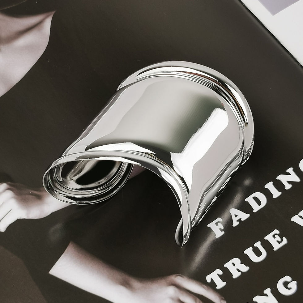 Thumbnail: KDLUN Punk Smooth Metal Cuff Bracelets & Bangles For Women Statement Opened All