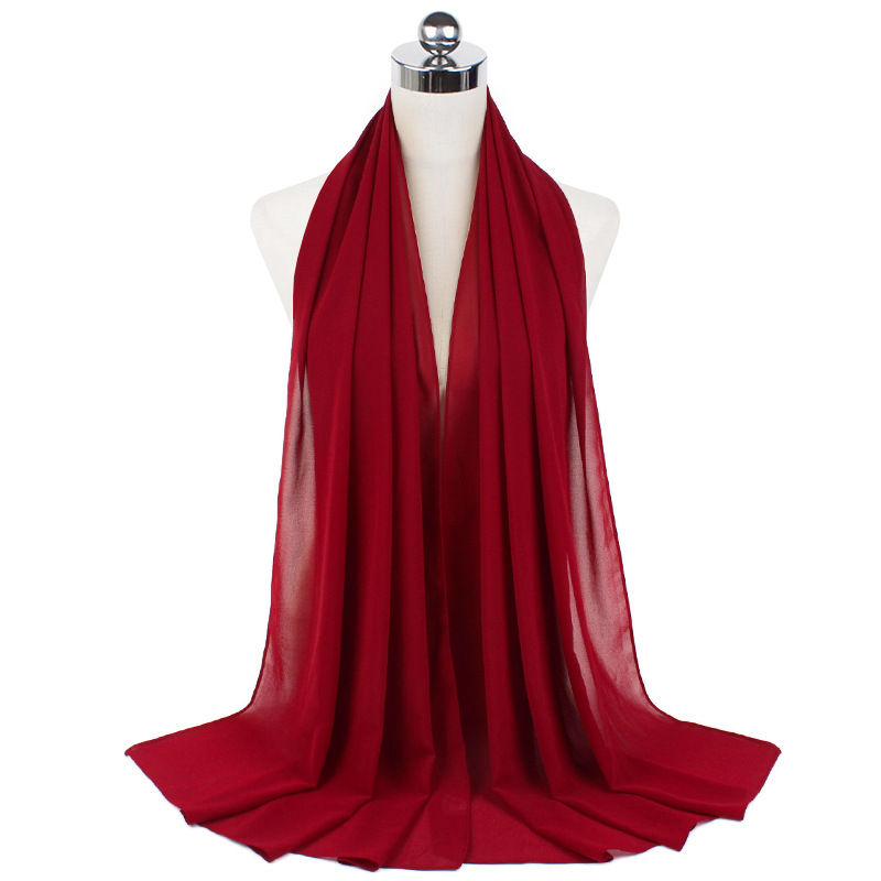Thumbnail: 2024 Women's Elegant Modest Muslim Islamic Bubble Chiffon Scarf Ramadan Soft Li