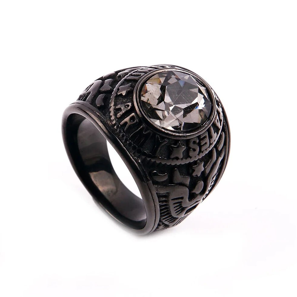 Thumbnail: Gold Color U.S. Air Force Army Engrave Ring For Men Stainless Steel Blue Gem Vi