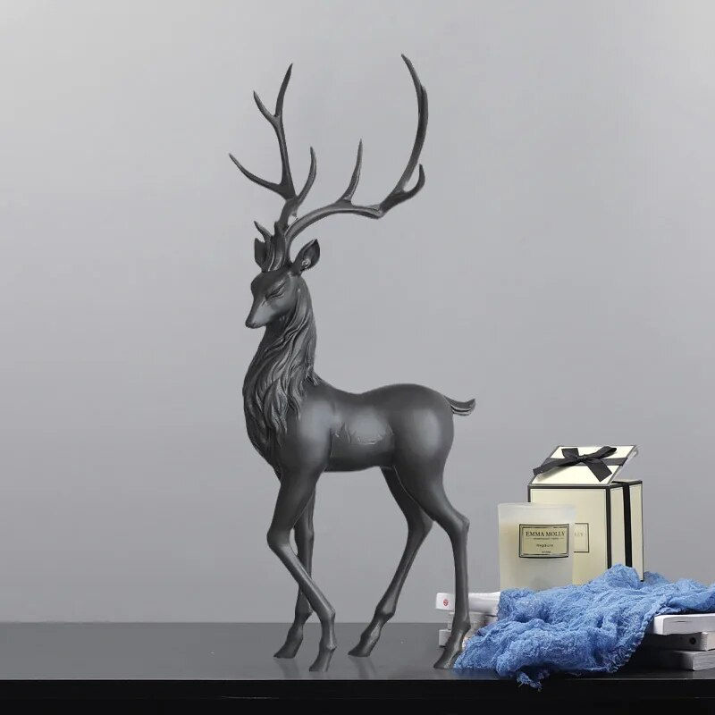 Thumbnail: High End Deer Statue Reindeer Figurines Resin ELK Sculpture For Living Room Lux