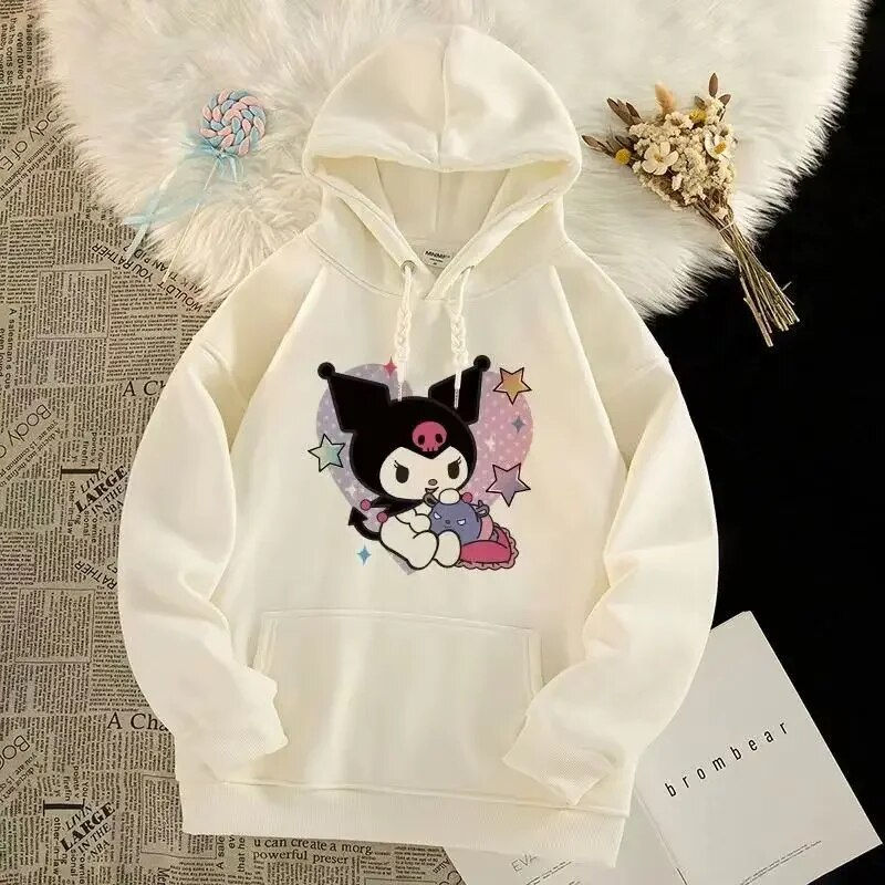 Thumbnail: Sanrio Kuromi Cartoon Hoodie Children's Autumn Winter New Pullovers Fashion Cas