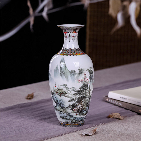Thumbnail: Antique Jingdezhen Ceramic Vase Eggshell Vase Desk Accessories Crafts Snow Flow