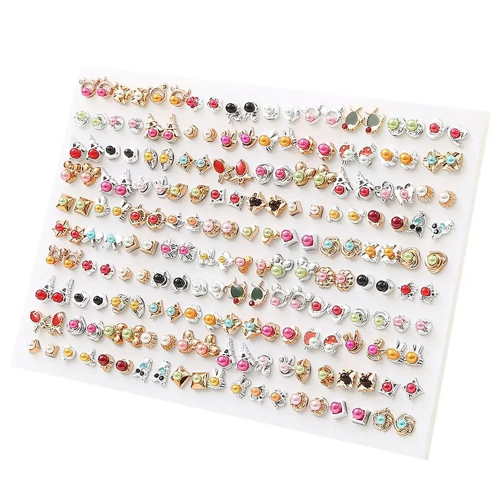 Thumbnail: 100Pair Women Acrylic Crystal Small Stud Earrings Set Girls Child Heart Star An
