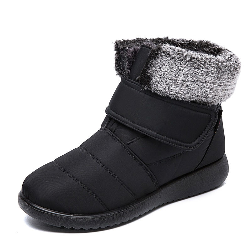 תמונה ממוזערת: Women Snow Boots Winter Warm Plush Shoes With Velcro-design Flat Ankle Boots