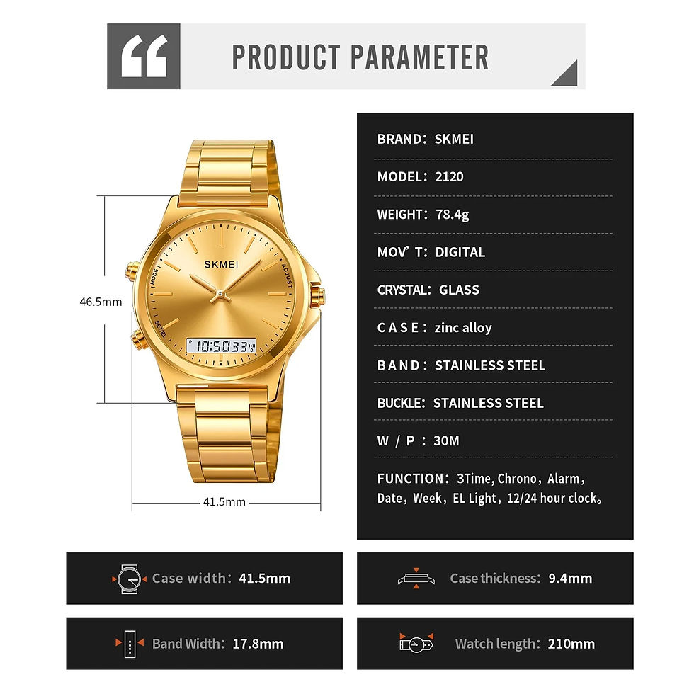 Thumbnail: SKMEI Sport Watches Mens Waterproof Alarm Wristwatches Clock reloj hombre 3 Tim